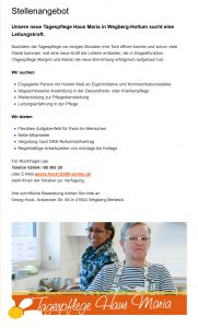 Stellenangebot Leitung Tagespflege in Wegberg Holtum