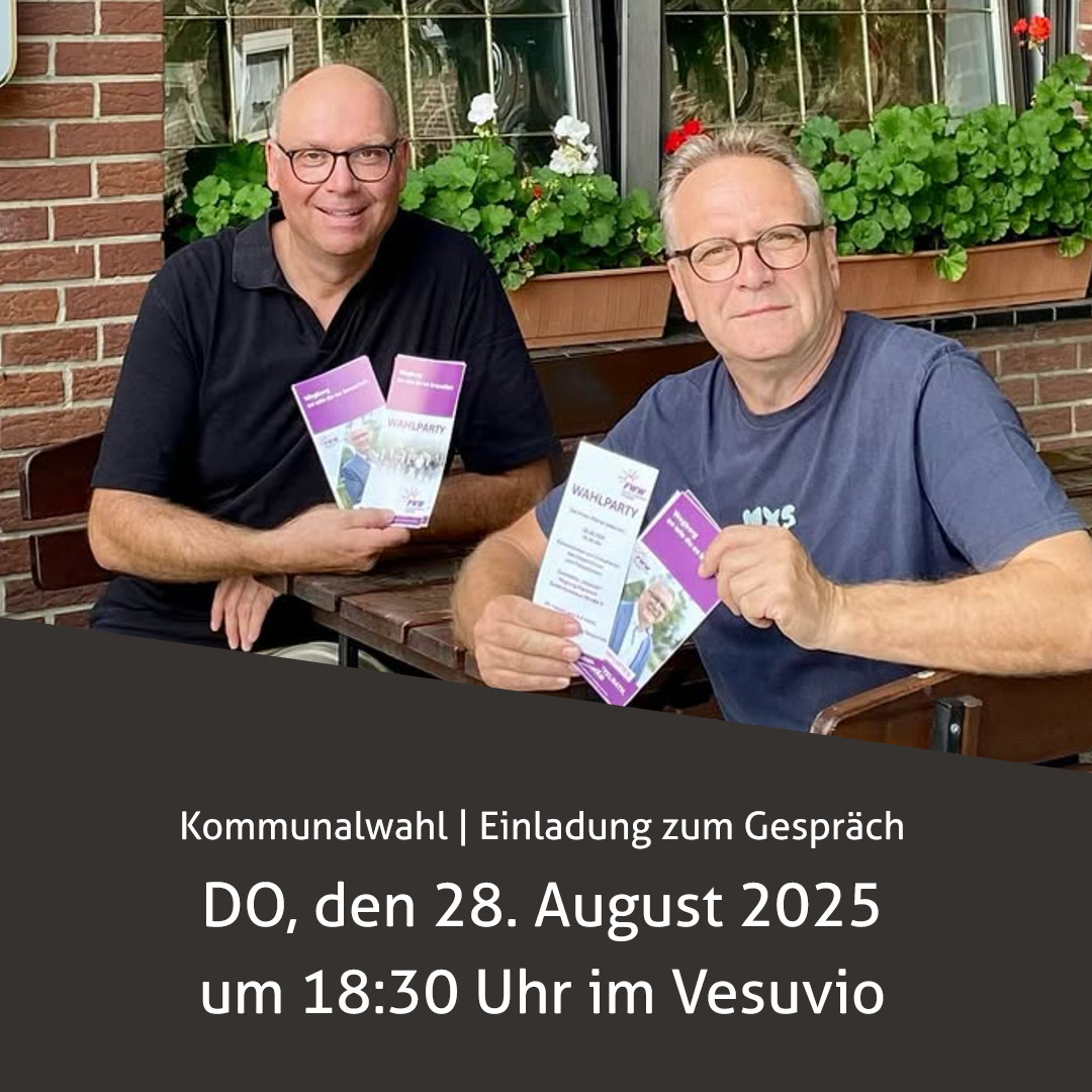 Kommunalwahl 2025 | FWW Einladung in Pizzeria Vesuvio Merbeck mit Volker Willems und Georg Terporten