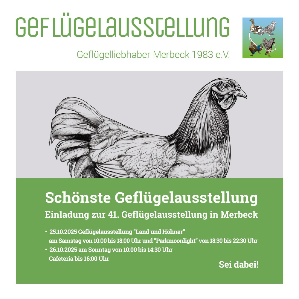 Einladung Flyer Geflügelausstellung Geflügelzuchtverein Grenzlandschau 2025