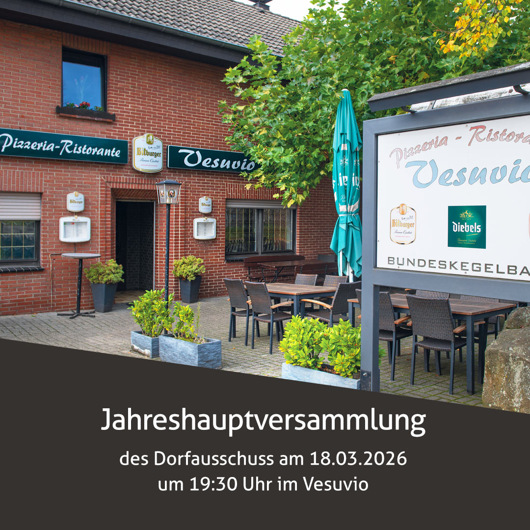 Dorfausschuss Merbeck lädt ein am 18.03.2026 um 19:30 Uhr ins Restaurant Vesuvio in Merbeck