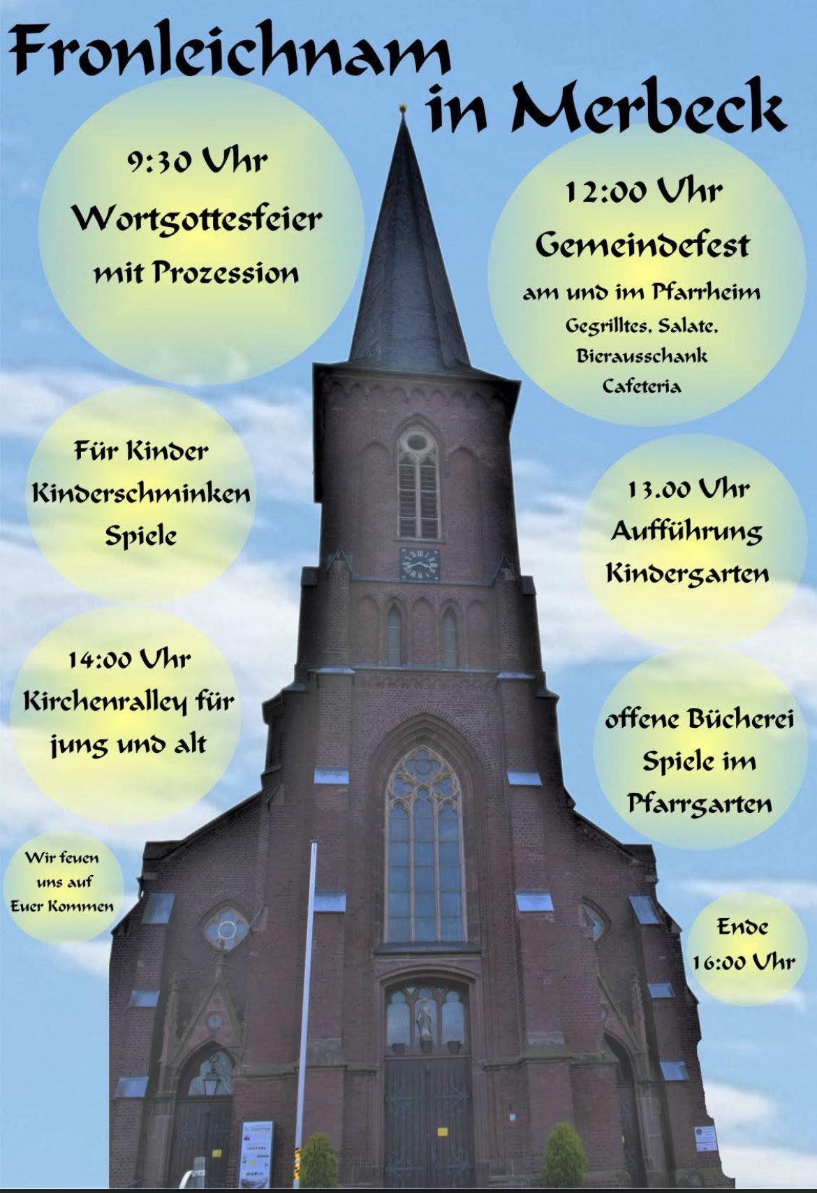 Screenshot Fronleichnam Flyer im Dorf mit vielen Aktionen | Veranstalter ist die Gemeinede