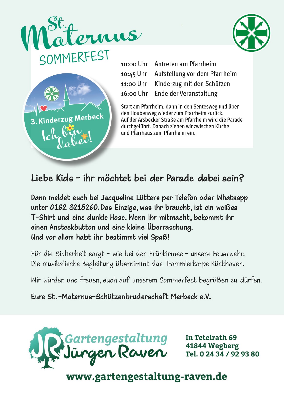 Patronatsfest - Spätkirmes in Wegberg Merbeck im Kreis Heinsberg | Informationen und Anmeldung zum Kinderzug - mach mit!